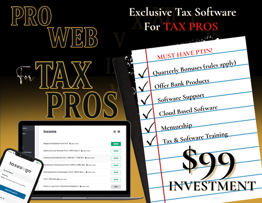 Pro Web for Tax Pros – Entry-Level Software & Training Package